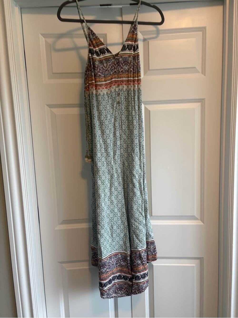 Boho Printed Spaghetti Strap Romper in Sage